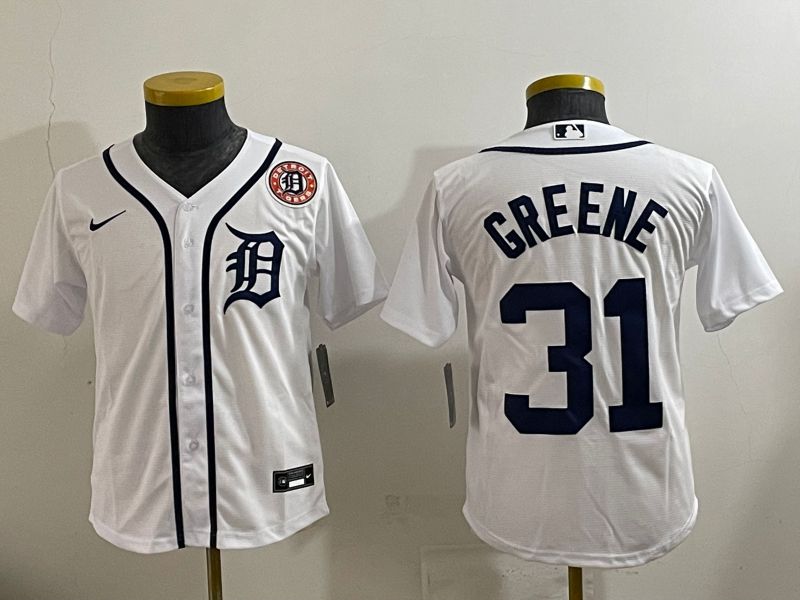Youth 2025 Detroit Tigers 31 Greene White Game Nike MLB Jersey style 2